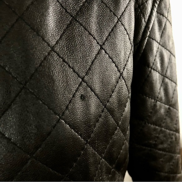 VINTAGE 90S CLUELESSCORE BLACK LEATHER QUILTED - Picture 5 of 8